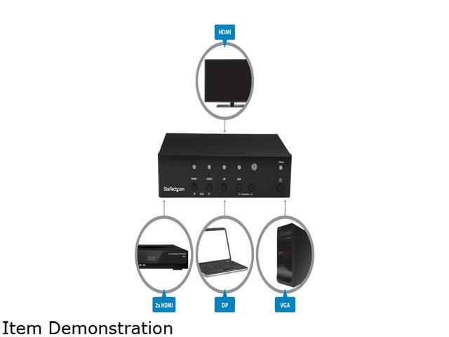 StarTech. com Multi-Input to HDMI Converter Switch - DisplayPort, VGA and Dual-HDMI to HDMI Switch - Priority and Automatic Switch - 4K