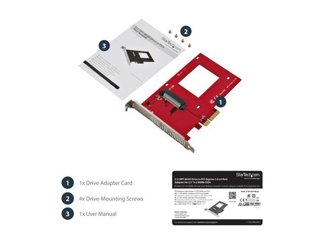 StarTech. com U.2 to PCIe Adapter for 2.5' U.2 NVMe SSD - x4 PCI Express 3.0 Model PEX4SFF8639
