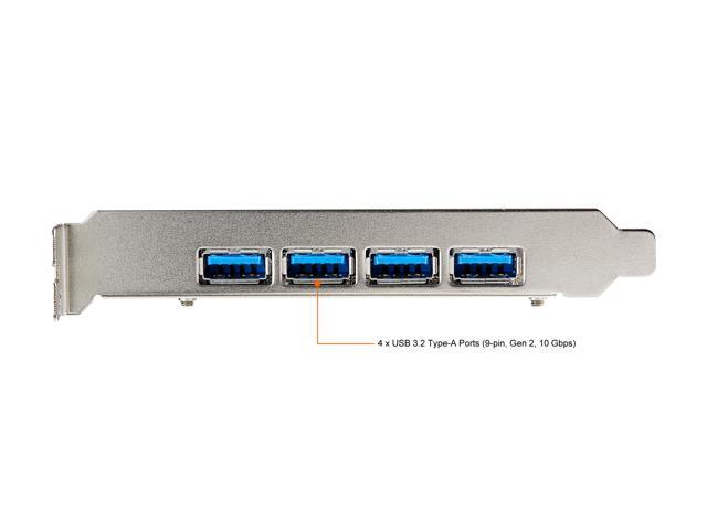 StarTech. com PEXUSB314A2V2 4-Port USB PCIe Card - 10Gbps USB 3.1/3.2 Gen 2 Type-A PCI Express Expansion Card with 2 Controllers - 4x USB-A - USB...