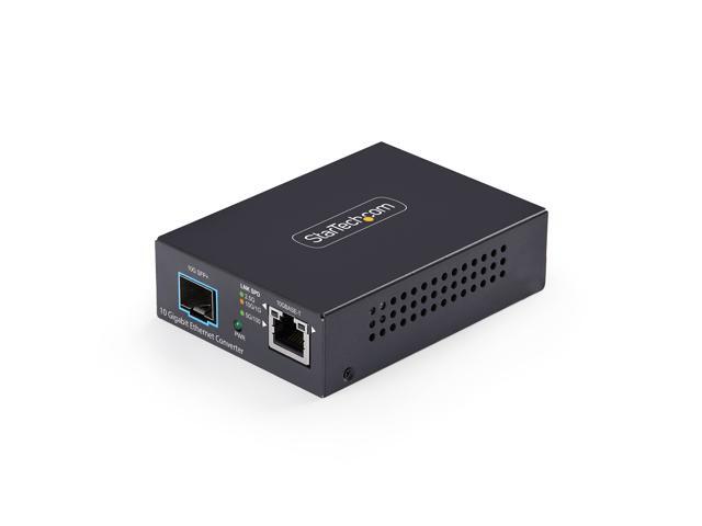 StarTech10GbE Multi-Gigabit Open SFP+ Fiber Media Converter, Standalone 10 Gigabit Ethernet RJ-45 to 10GBASE-X SFP+, Single-Mode / Multi-Mode, 16K.