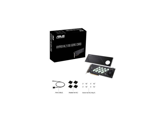 ASUS Hyper M.2 x16 Gen5 Card (PCIe 5.0/4.0) supports four NVMe M.2 (2242/2260/2280/22110) devices up to 512 Gbps for AMD and Intel platform RAID...