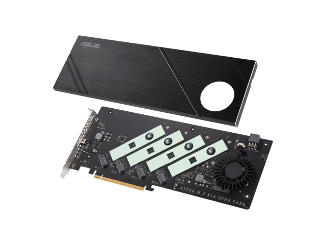 ASUS Hyper M.2 x16 Gen5 Card (PCIe 5.0/4.0) supports four NVMe M.2 (2242/2260/2280/22110) devices up to 512 Gbps for AMD and Intel platform RAID...