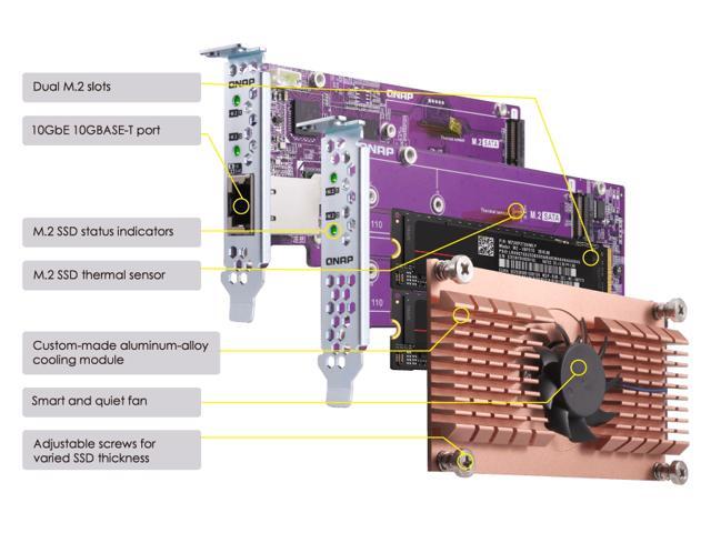 QNAP QM2-2P10G1TB Dual M.2 2280 PCIe NVMe SSD & 10GbE Expansion Card