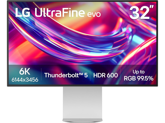 LG UltraFine evo 32' 6K (6144 x 3456) Nano IPS Black Monitor, HDR, 60Hz, 16:9, Thunderbolt 5, DisplayPort, HDMI, 32U990A-S