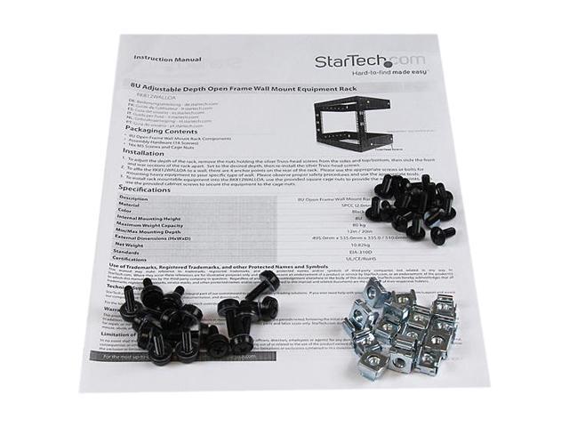 StarTech. com RK812WALLO 8U 8U Open Frame Wall Mount Equipment Rack