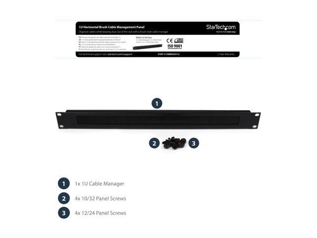 StarTech. com CMBRUSH1U 1U Brush Strip Horizontal Server Rack Cable Management Panel