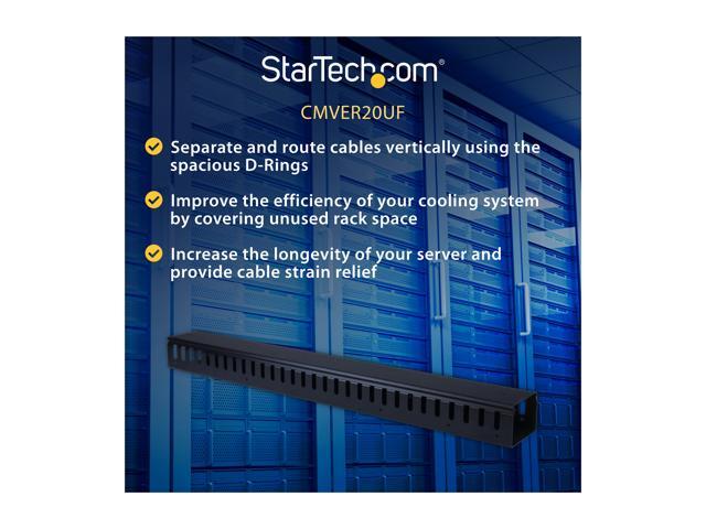 StarTech. com CMVER20UF Vertical Cable Organizer with Finger Ducts - 0U - 3 ft.