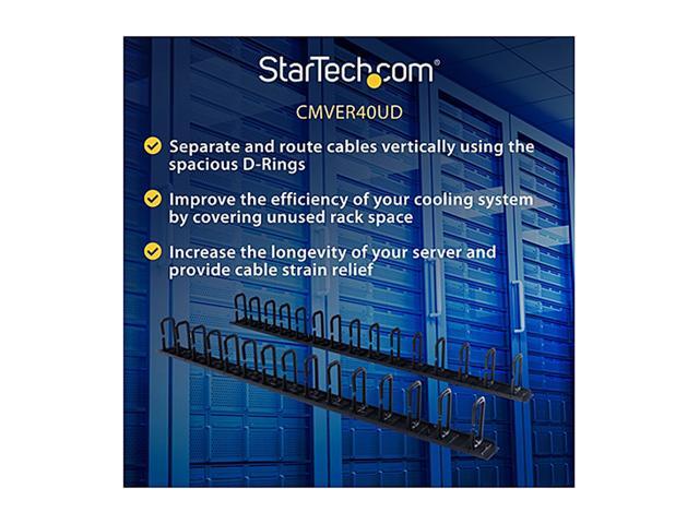 StarTech. com CMVER40UD Vertical Cable Organizer with D-Ring Hooks - 0U - 6 ft.