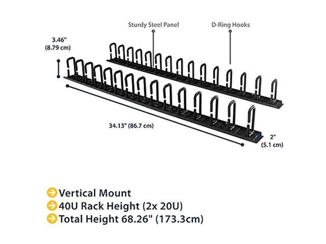 StarTech. com CMVER40UD Vertical Cable Organizer with D-Ring Hooks - 0U - 6 ft.