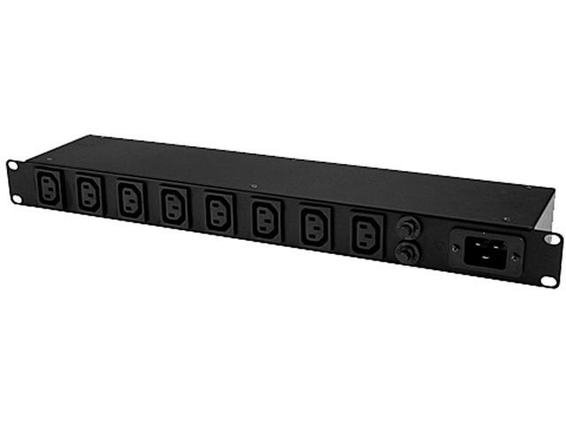 StarTech PDU08C13H 8-Port Rack-Mount PDU with C13 Outlets - 10 ft. Power Cord (NEMA5-20p) - 16 A - Server Rack Power Distribution Unit - 1U