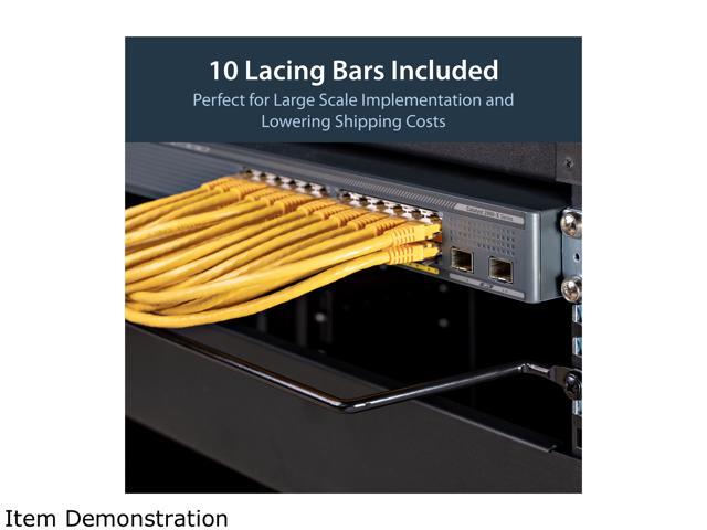 StarTech. com Cable Lacing Bar - 10 Pack - Steel - Horizontal Cable Management Bar - Rack Cable Organizer - Cable Lacing Tool