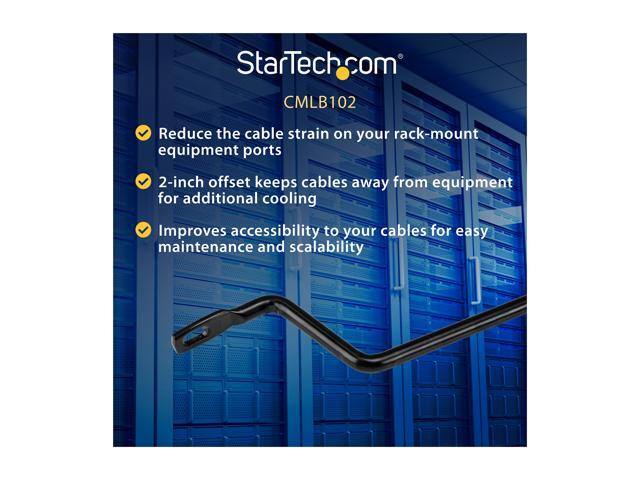 StarTech CMLB102 StarTech. com Cable Lacing Bar - 10 Pack - 75 degrees - 2 in offset - Horizontal Cable Management Bar - Rack Cable Organizer