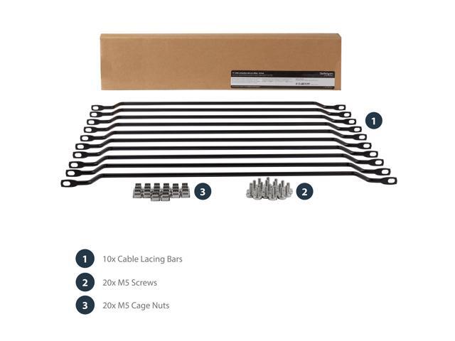 StarTech CMLB102 StarTech. com Cable Lacing Bar - 10 Pack - 75 degrees - 2 in offset - Horizontal Cable Management Bar - Rack Cable Organizer