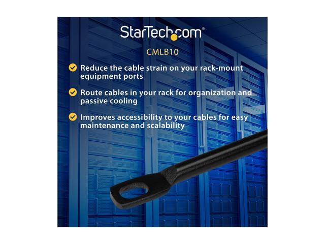 StarTech CMLB10 StarTech. com Cable Lacing Bar - 10 Pack - 75 degrees - 4 in offset - Horizontal Cable Management Bar - Rack Cable Organizer