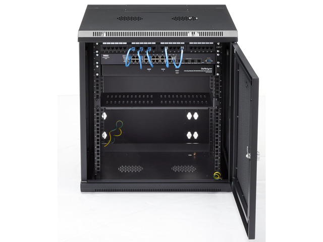 StarTech. com 4-Post 12U Wall Mount Network Cabinet with 1U Shelf, 19' Hinged Wall-Mounted Server Rack for Data / AV / Electronics / Computer...