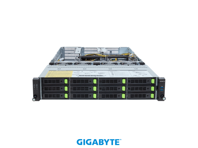 GIGABYTE R283-SF0-AAL1 Rack Server - 5th/4th Gen Intel Xeon Scalable - 2U DP 4 x PCIe Gen5 GPUs (12 x drives)