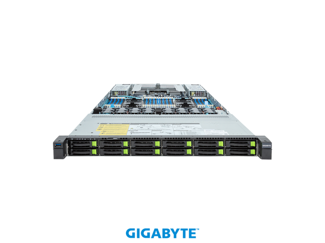 GIGABYTE R183-S96-AAV1 Rack Server - 5th/4th Gen Intel Xeon Scalable - 1U DP 12-Bay Gen5 NVMe/SATA/SAS-4 Titanium