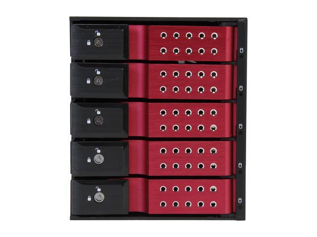 iStarUSA BPN-DE350SS-RED 3 x 5.25' to 5 x 3.5' SAS/SATA 6.0 Gb/s Trayless Hot-Swap Cage