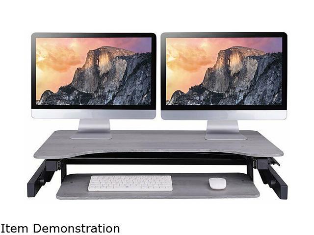 rocelco 37.5' deluxe height adjustable standing desk converter - quick sit stand up dual monitor riser - gas spring assist comp