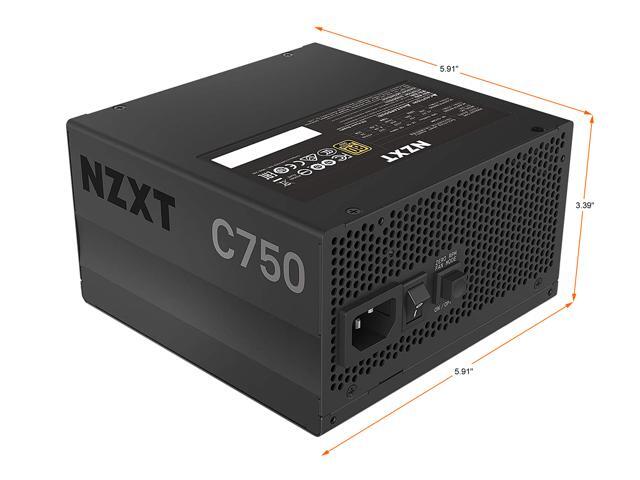 NZXT C750 NP-C750M 750 Watt PSU 80+ Gold Certified Hybrid Silent Fan Control Fluid Dynamic Bearings Modular Design Sleeved Cables ATX Gaming Power...