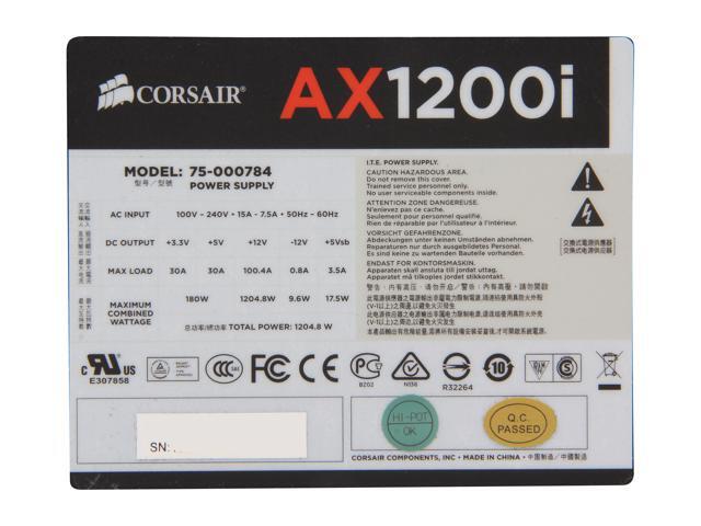 CORSAIR AXi Series AX1200i Digital 1200W 80 PLUS PLATINUM Haswell Ready Full Modular ATX12V & EPS12V SLI and Crossfire Ready Power Supply with...
