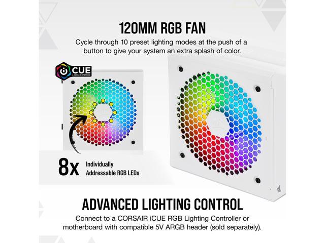 CORSAIR CX-F RGB Series CX650F RGB White 650W 80 PLUS Bronze Fully Modular ATX Power Supply, CP-9020226-NA