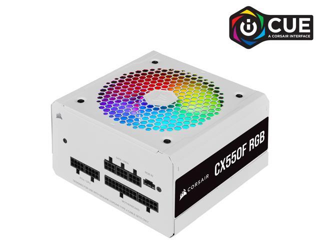 CORSAIR CX-F RGB Series CX550F RGB White 550W 80 PLUS Bronze Fully Modular ATX Power Supply, CP-9020225-NA