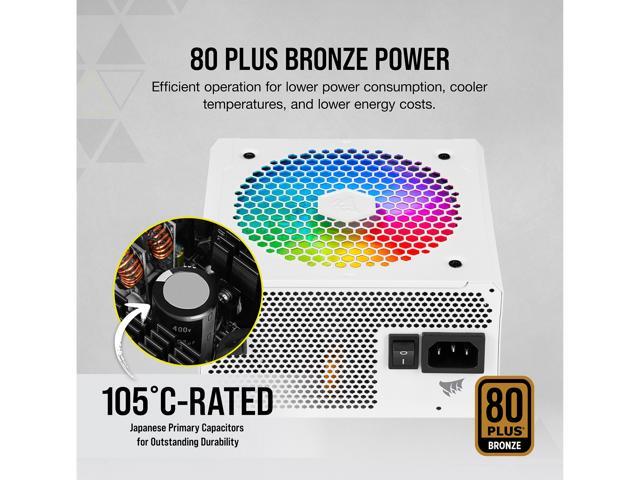 CORSAIR CX-F RGB Series CX550F RGB White 550W 80 PLUS Bronze Fully Modular ATX Power Supply, CP-9020225-NA