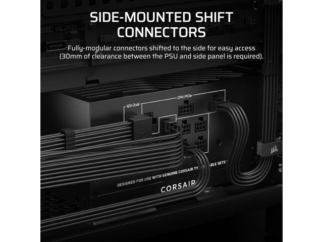 CORSAIR RMx shift Series RM850x Fully Modular ATX Power Supply - Modular Side Interface - native 12V-2x6 cable - ATX 3.1 & PCIe 5.1 Compliant -...