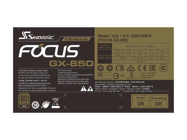 Seasonic FOCUS GX-850, 850W 80+ Gold, Full-Modular, ATX Form Factor, Low Noise, Premium Japanese Capacitor, 10 Year Warranty, Nvidia RTX 30/40...