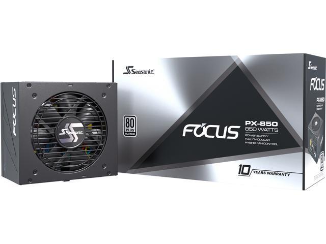 Seasonic FOCUS PX-850, 850W 80+ Platinum Full-Modular, Fan Control in Fanless, Silent, and Cooling Mode, 10 Year Warranty, Perfect Power Supply for.