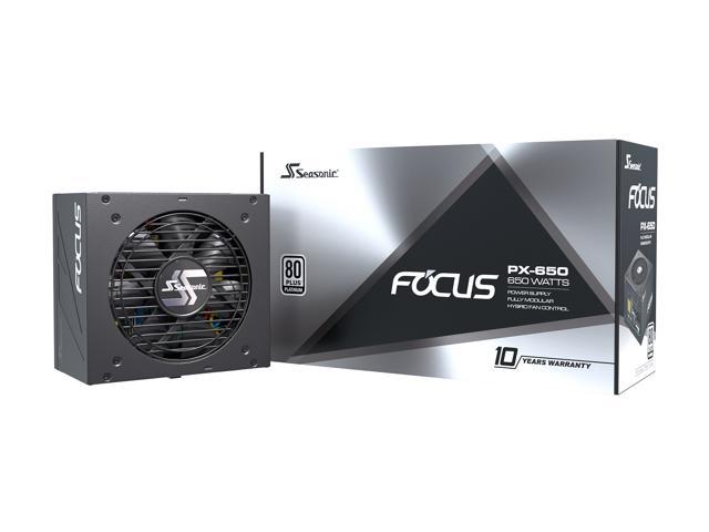 Seasonic FOCUS PX-650, 650W 80+ Platinum Full-Modular, Fan Control in Fanless, Silent, and Cooling Mode, 10 Year Warranty, Perfect Power Supply for.