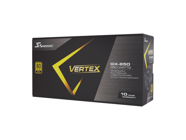Seasonic VERTEX GX-850 850W 80+ Gold ATX 3.0 / PCIe 5.0 Compliant Full Modular Fan Control in Fanless Silent and Cooling Mode for Gaming and...