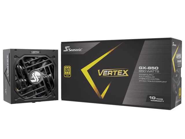 Seasonic VERTEX GX-850, 850W 80+ Gold, ATX 3.0 & PCIe 5.0 Ready, Full-Modular, ATX Form Factor, Low Noise, Premium Japanese Capacitor, 12 Year...