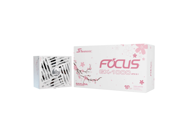Seasonic FOCUS GX-1000 ATX 3.1 SAKURA Limited Edition, 1000W, 80+ Gold Fully Modular Power Supply PCIe 5.1 & Native 12V-2x6 White & Pink Cables...