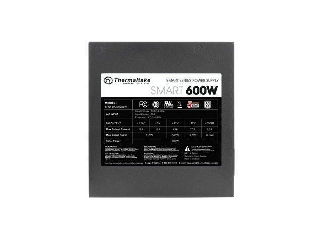 Thermaltake Smart Series 600W SLI / CrossFire Ready Continuous Power ATX12V V2.3 / EPS12V 80 PLUS Certified Active PFC Power Supply Haswell Ready...