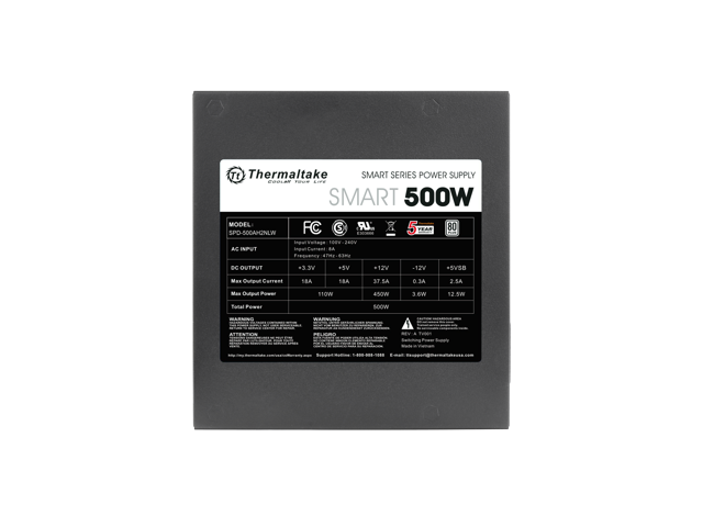 Thermaltake Smart Series 500W SLI/CrossFire Ready Continuous Power ATX 12V V2.3 / EPS 12V 80 PLUS Certified Active PFC Power Supply Haswell Ready...