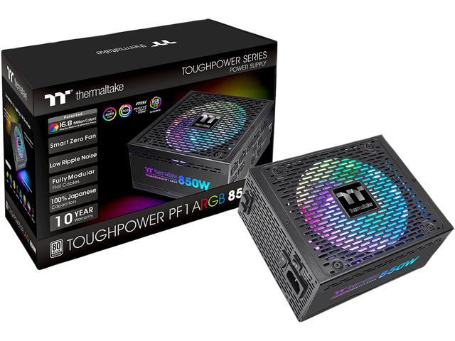Thermaltake Toughpower PF1 ARGB 850W 80+ Platinum 16.8 Million Colors 18 Addressable LEDs 5V Motherboard Sync/Analog Controlled SLI Full Modular.