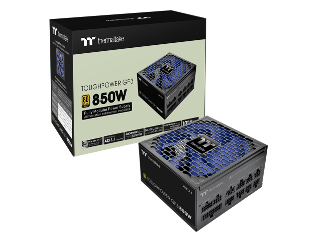 Thermaltake Toughpower GF3 850W; ATX 3.1; Native PCIe 5.1 12V-2x6; Flat Cables; Color Matched Connectors; Japanese Main Capacitors; 135mm Fan; 80...