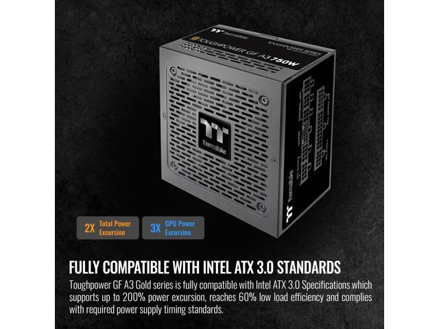 Thermaltake Toughpower GF A3 ATX 3.0 750W 80+ Gold Full Modular SLI/Crossfile Ready Power Supply; PCIe Gen.5 300W 12VHPWR Connector Included;...