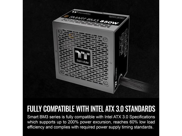 Thermaltake - Smart BM3 80+ Bronze PCIE Gen 5 ATX 3.0 850W Semi-Modular Power Supply - Black - image 5