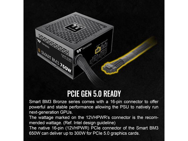 Thermaltake - Smart BM3 80+ Bronze PCIE Gen 5 ATX 3.0 750W Semi-Modular Power Supply - Black - image 6