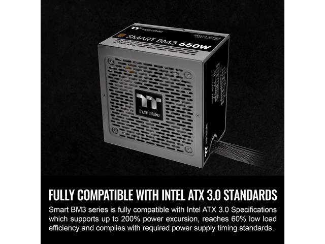 Thermaltake - Smart BM3 80+ Bronze PCIE Gen 5 ATX 3.0 650W Semi-Modular Power Supply - Black - image 5