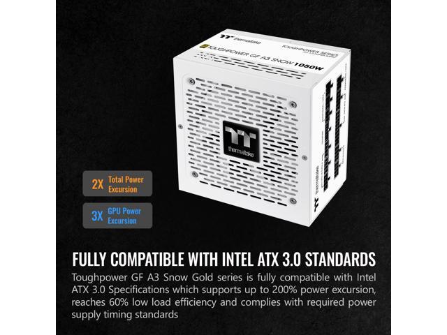 Thermaltake - Toughpower GF A3 1050W 80+ Gold PCIe Gen 5 ATX 3.1 Fully Modular Power Supply - Snow - image 3