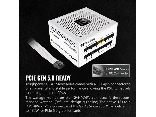 Thermaltake - Toughpower GF A3 1050W 80+ Gold PCIe Gen 5 ATX 3.1 Fully Modular Power Supply - Snow - image 6