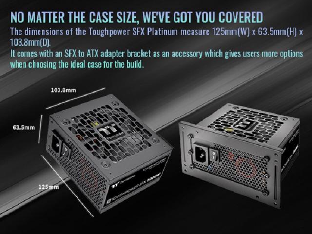 Thermaltake - Toughpower SFX 1000W 80Plus Platinum ATX 3.1 Standard Power Supply - Black - image 5