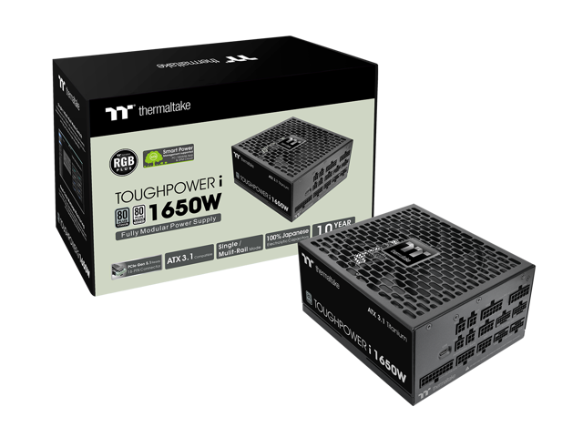 Thermaltake Toughpower i1650W; ATX 3.1; x4 Native PCIe 5.1 12V-2x6; Full Modular; Etched Flat Cables; Dual-Color H++ Connectors; Multi/Single Rail...