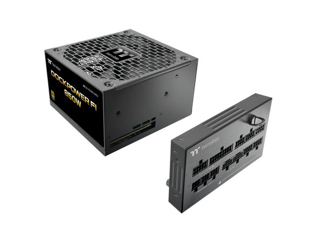 Thermaltake Dockpower FI 850W; ATX 3.1; Native PCIe 5.1 12V-2X6; Modular; Etched Color Matched Cables; Detachable Dock Module; 80 Plus Gold...