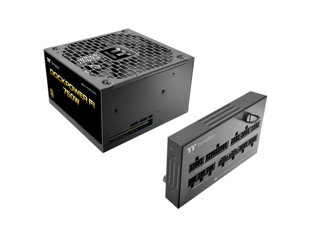 Thermaltake Dockpower FI 750W; ATX 3.1; Native PCIe 5.1 12V-2X6; Modular; Etched Color Matched Cables; Detachable Dock Module; 80 Plus Gold...