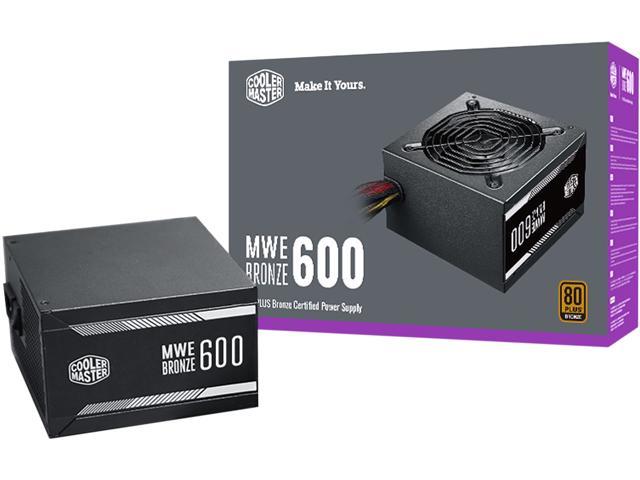Cooler Master MWE Bronze 600 80+ Bronze 600W PSU with 120mm Silencio FB Fan, Sleeved Cables